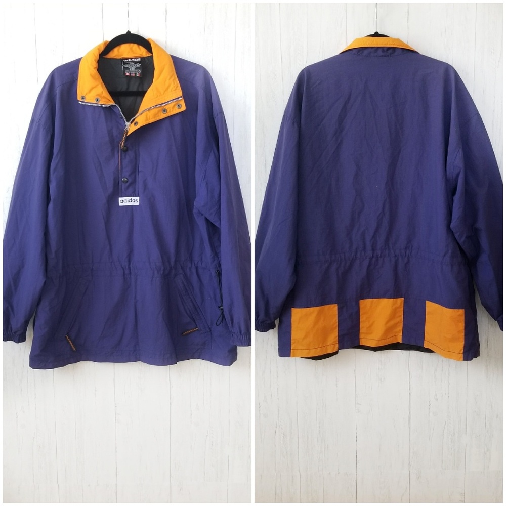 Vintage ADIDAS Drawstring Snap Pullover X-Large